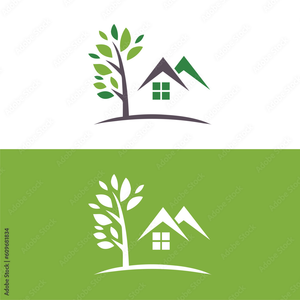 Real estate logo and ssymbols template icons appartment, house, tree Real estate logo and ssymbols template icons appartment, house, tree
