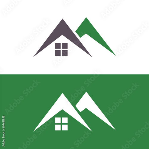 Real estate logo and ssymbols template icons appartment, house, tree