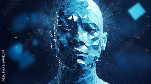 Abstract robot hologram technology. Artificial intelligence subconscious and motivation concept. Illustration generative AI