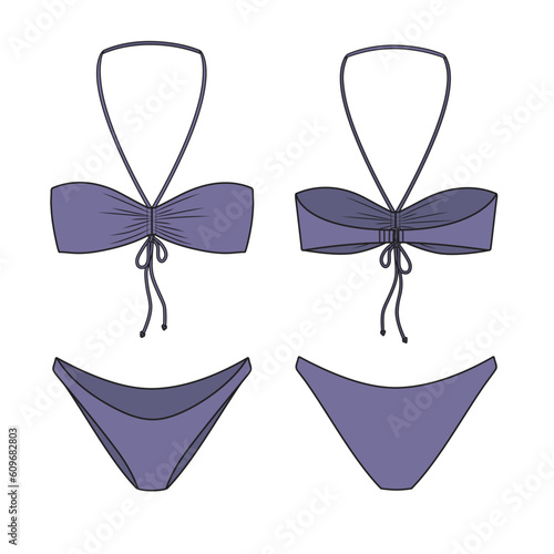 Scrunch Bandeau Bikini Illustration