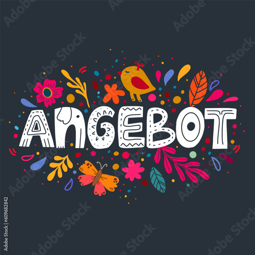 Sale in German - Angebot. Lettering poster Sale