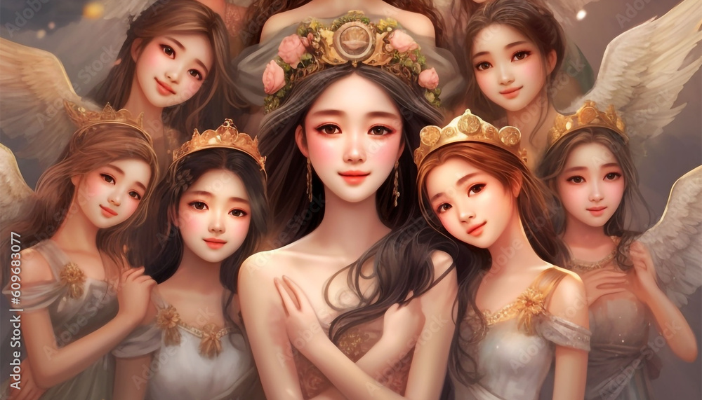 fabricote_a_group of 12 goddness all together asian with big ey 