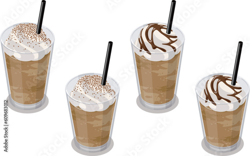 コーヒーフラッペのアイソメトリックベクターイラスト