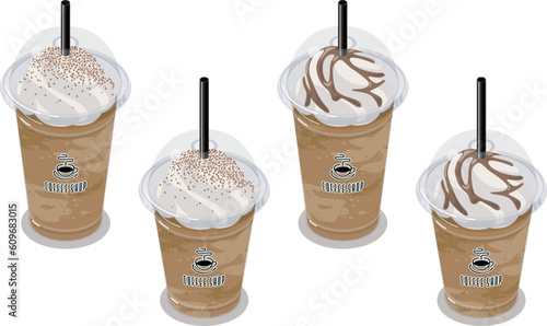 テイクアウトコーヒーフラッペのアイソメトリックベクターイラスト