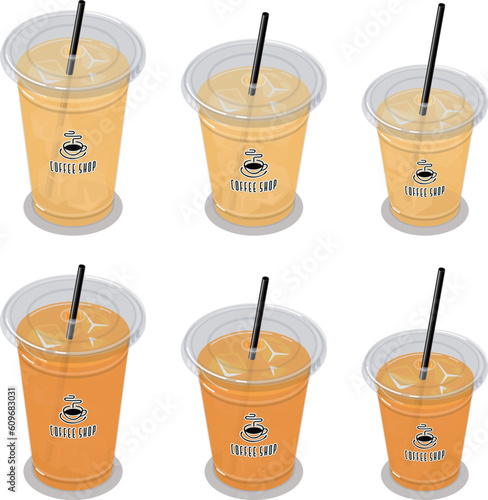 テイクアウトアップルジュースとオレンジジュースのアイソメトリックベクターイラスト