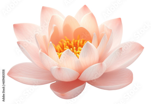 Beautiful pink waterlily or lotus flower isolated. Generative AI.