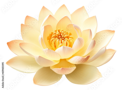 Beautiful yellow waterlily or lotus flower isolated. Generative AI.