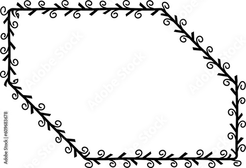 Snip Diagonal Corner Rectangle frame spiral leaves wreath vector border floral photo frame black romantic botanical branches decoration wedding anniversary birthday new year newborn Christmas 