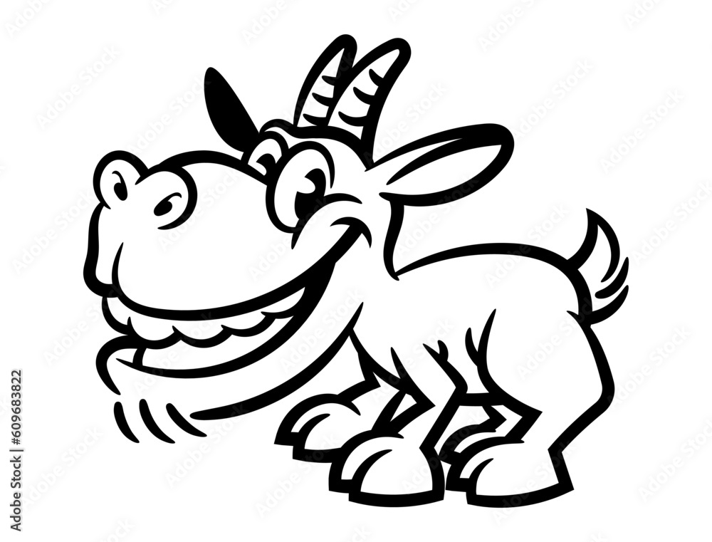 Funny Goat cartoon characters. Best for outline, logo, and coloring book with eid al adha themes for kids