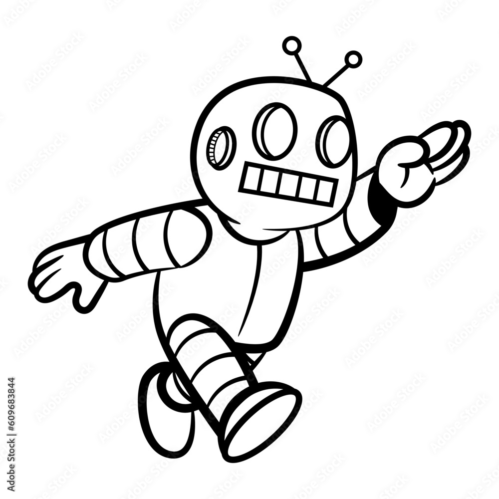 Robot toy cartoon characters walking automatically. Best for outline