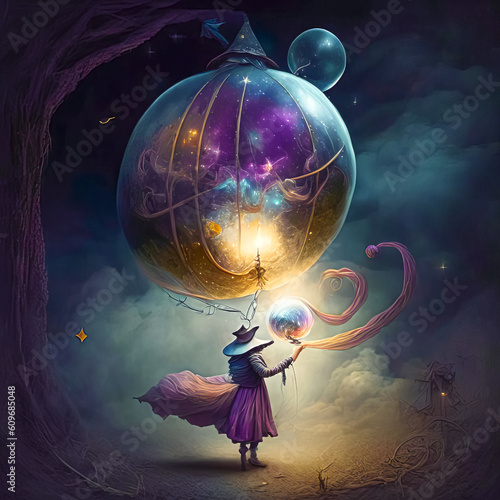 Fairy tale dream, magical fantasy land, magic ball, halloween