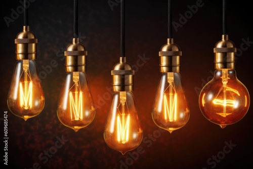 antique Edison style light bulbs retro style Generated AI