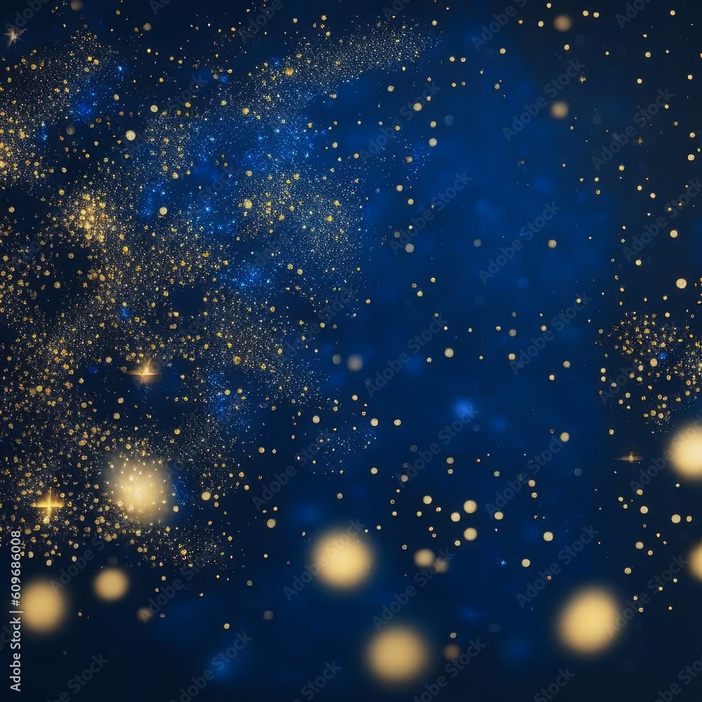 Abstract blue background with golden stars and bokeh Abstract blue background with golden stars and bokeh