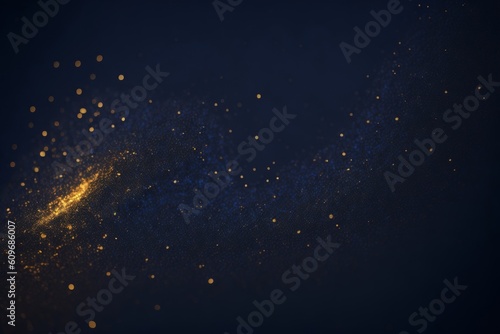 Abstract blue background with golden stars and bokeh