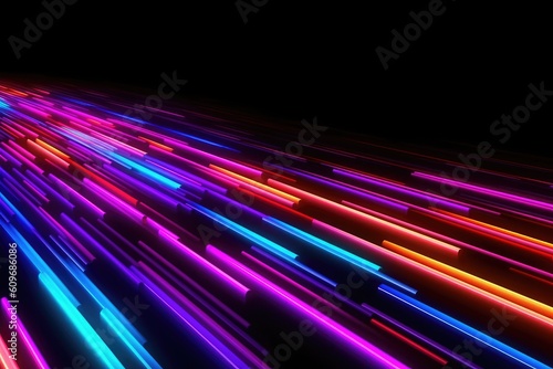 Digital data transfer 3d render abstract neon background Generated AI