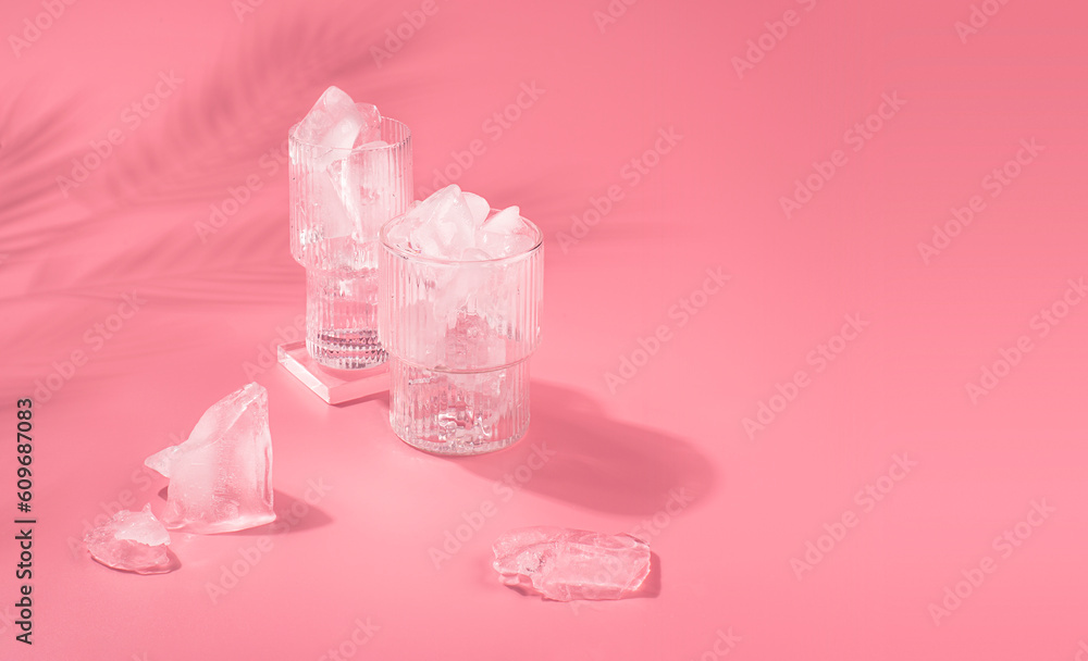 Crushed Ice in clear glasses in bright light for summer refreshing drink. Crushed Ice in clear glasses in bright light for summer refreshing drink.