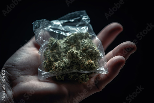 Some marijuana buds in a plastic bag