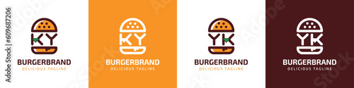 Letter KY and YK Burger Logo, suitable for any business related to burger with KY or YK initials.