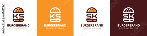 Letter KS and SK Burger Logo, suitable for any business related to burger with KS or SK initials.