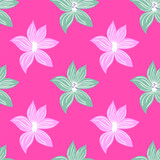 Cute stylized bud flowers background. Abstract flower seamless pattern in simple style.