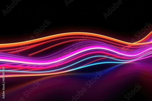 Digital data transfer 3d render abstract neon background Generated AI