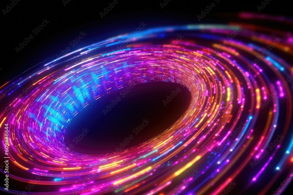 Digital data transfer spiral 3d render abstract neon background Generated AI Digital data transfer spiral 3d render abstract neon background Generated AI