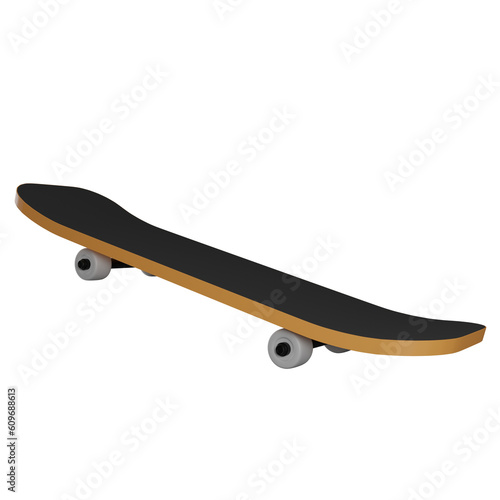 Skateboard 3d illustration with transparent background