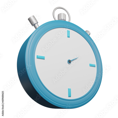 Stopwatch 3d illustration with transparent background
