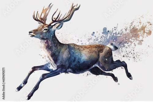 watercolor deer  ai generated