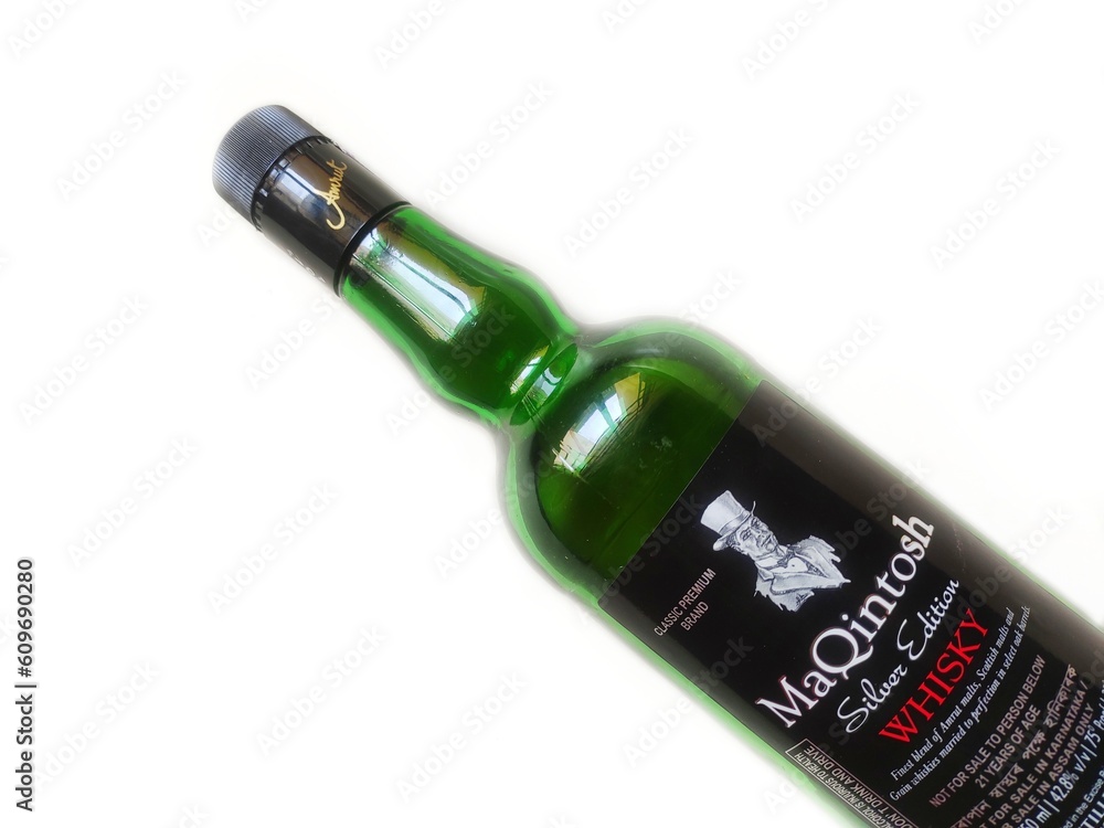 Guwahati, Assam, India June 3, 2023 MaQintosh Silver Edition Whisky