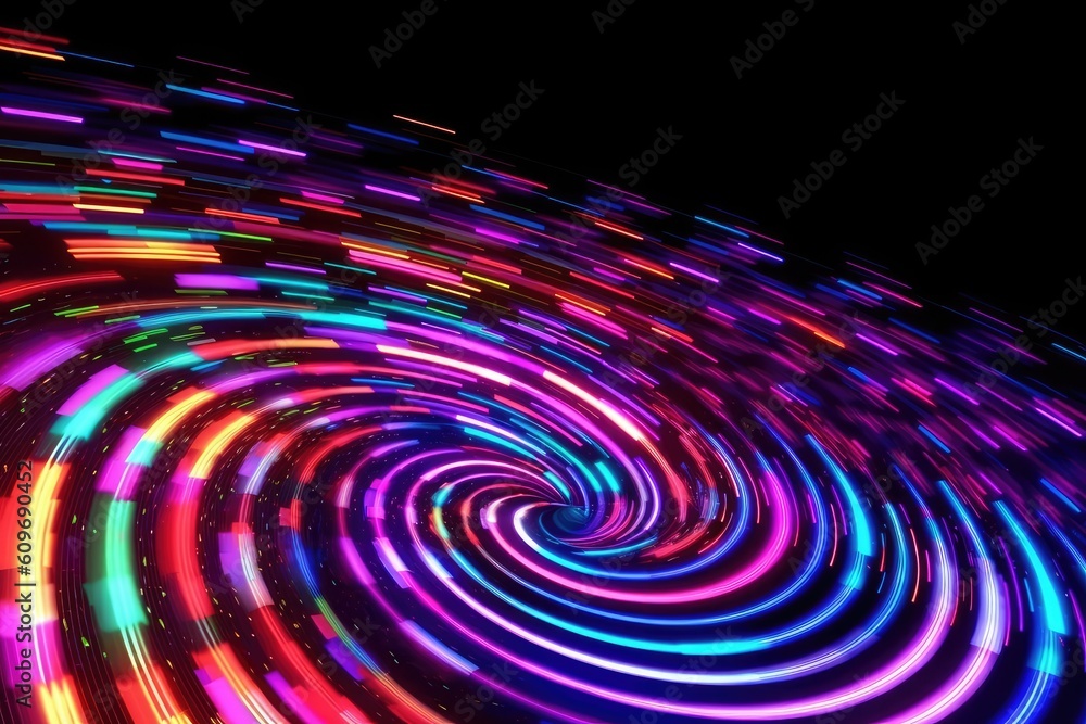 Digital data transfer spiral 3d render abstract neon background Generated AI Digital data transfer spiral 3d render abstract neon background Generated AI