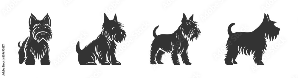 Silhouette of a dog on a white background. Vector illustration. Silhouette of a dog on a white background. Vector illustration.
