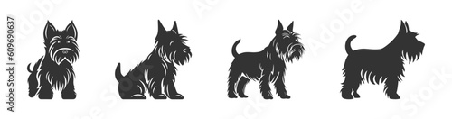 Silhouette of a dog on a white background. Vector illustration. photo