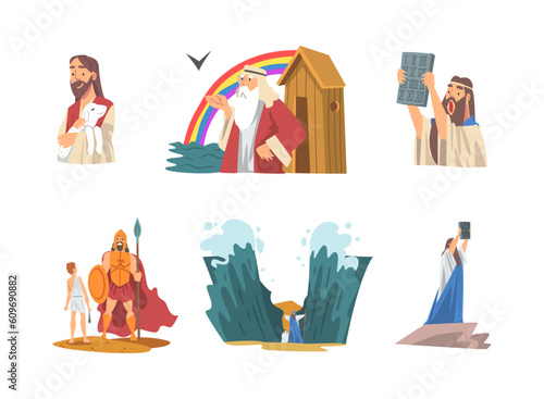 Bible Narrative and Biblical Story for Christian and Jewish Vector Illustration Set photo