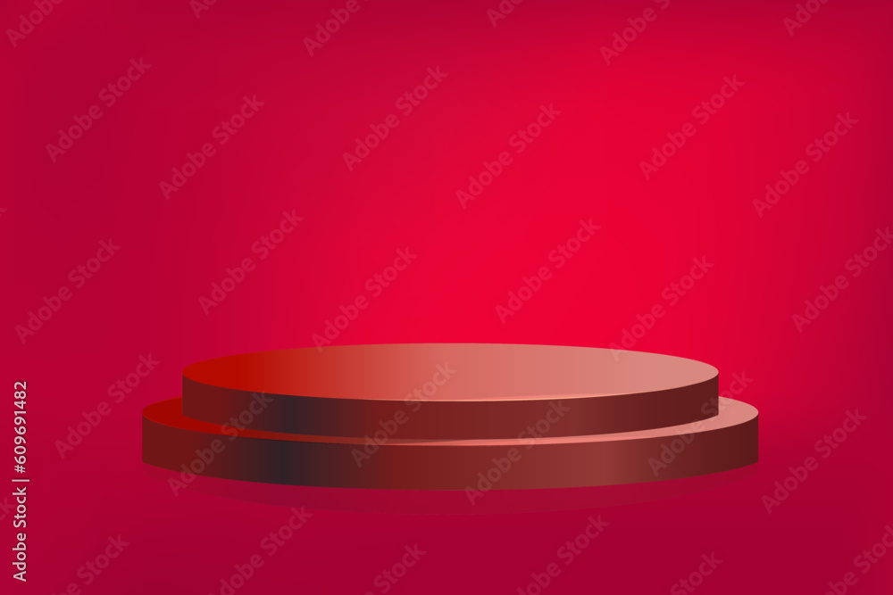 Red podium 3d product. Cylinder pedestal. Dark red minimal wall scene for cosmetics product display presentation. Red podium 3d product. Cylinder pedestal. Dark red minimal wall scene for cosmetics product display presentation.