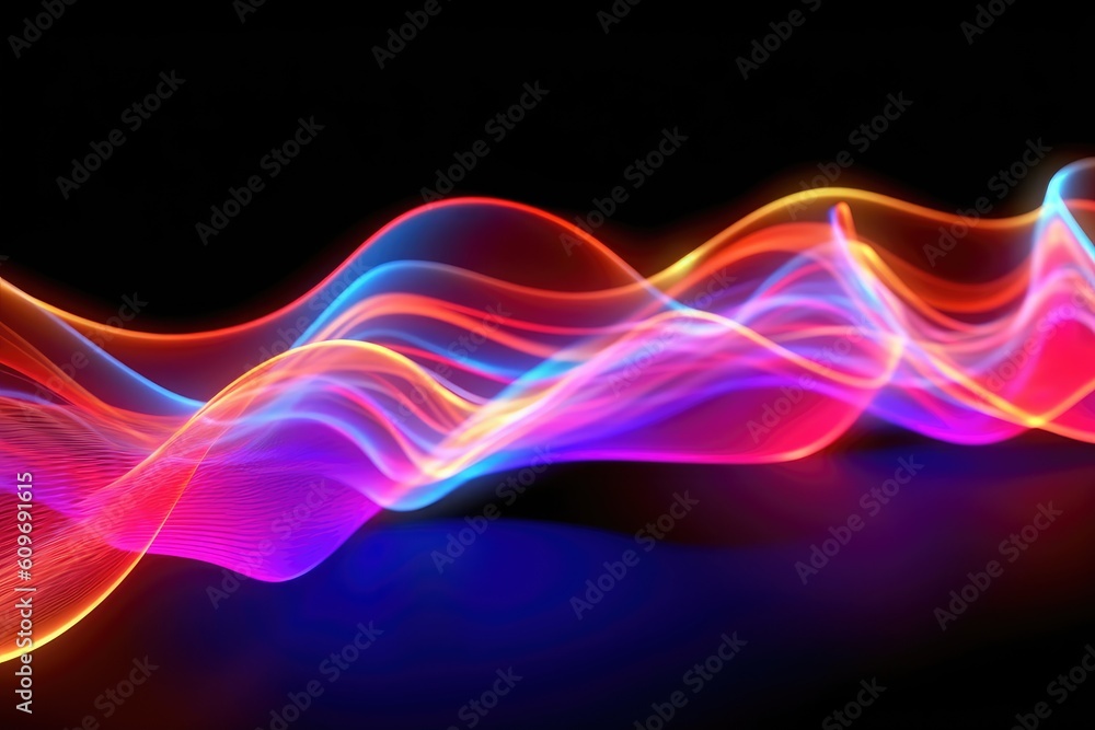 Digital data transfer wave 3d render abstract neon background Generated AI Digital data transfer wave 3d render abstract neon background Generated AI