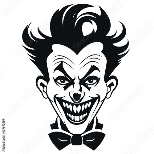 Icon Evil clown. Black and white. Vector illustration