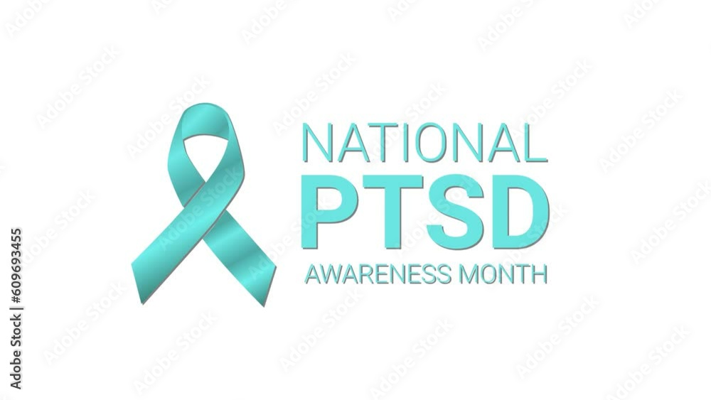National PTSD Awareness Day animation text with green ribbon. Post traumatic Stress Disorder concept animation in 4k National PTSD Awareness Day animation text with green ribbon. Post traumatic Stress Disorder concept animation in 4k
