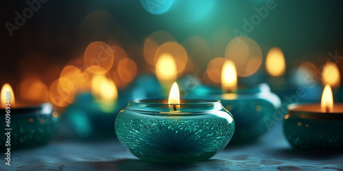 Romantische liebevolle Kerzen Lichter in harmonischen Farben  ai generativ