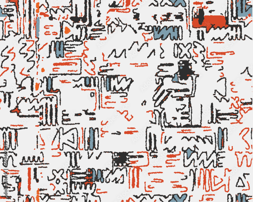 Seamless Stylized African Pattern. Ethnic and Tribal Motifs. Can Be Used for Textile, Prints, Phone Case, Greeting Card or Background