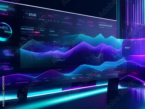 A high-tech, interactive display of real-time analytics and data