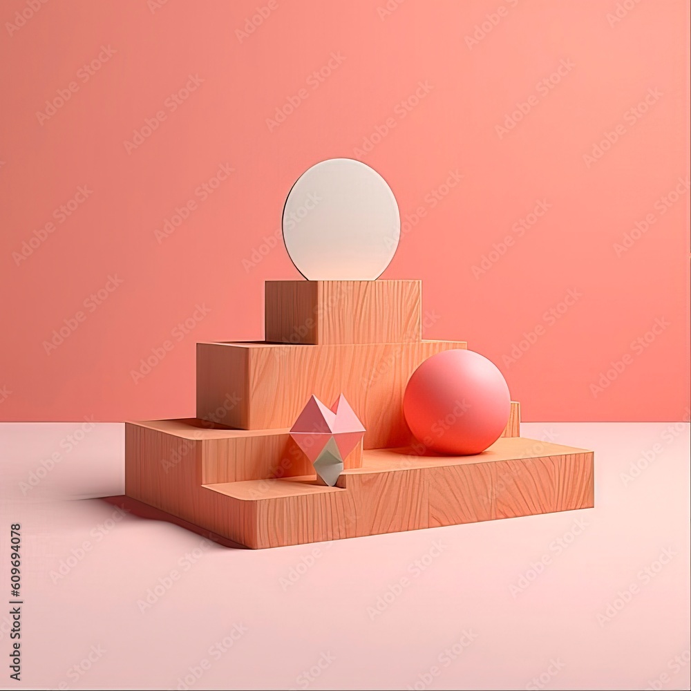 Crimson interior background with beautiful details, podium, figures, picture, pink, minimalism, retrofuturism, for business, image Crimson interior background with beautiful details, podium, figures, picture, pink, minimalism, retrofuturism, for business, image