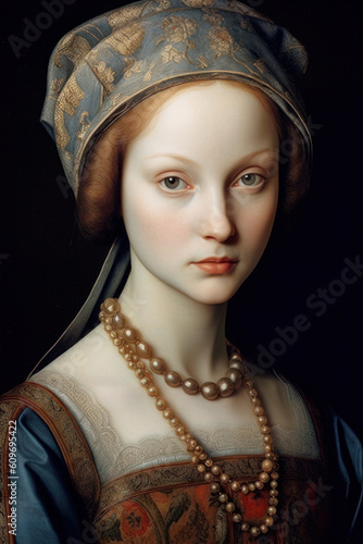 Woman renaissance painting style portrait generative ai