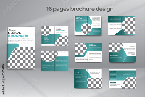 Medical Company Healthcare 16-page Brochure Design Templates