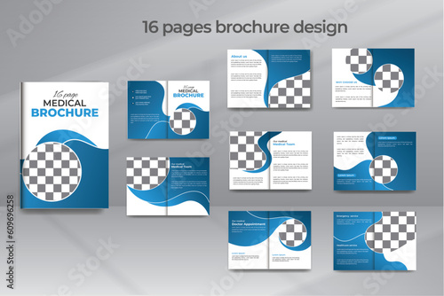 Medical Tests 16 Pages Brochure Template Design  Booklet Mockup Set