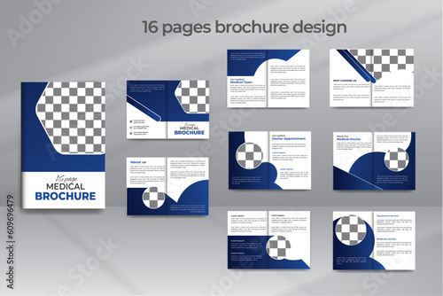 16 Pages Multipurpose Professional Medical Healthcare Brochure Template With  Geometric Shapes