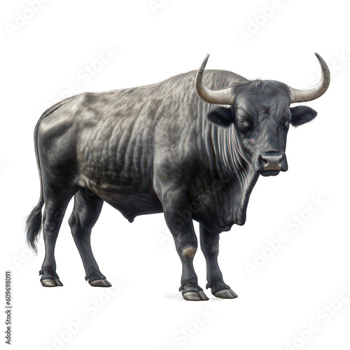 Big bull isolated on white created with Generative AI