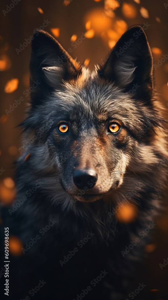 Gefährlicher Wolf mit bösen Blick Gesicht Nahaufnahme, ai generativ Gefährlicher Wolf mit bösen Blick Gesicht Nahaufnahme, ai generativ