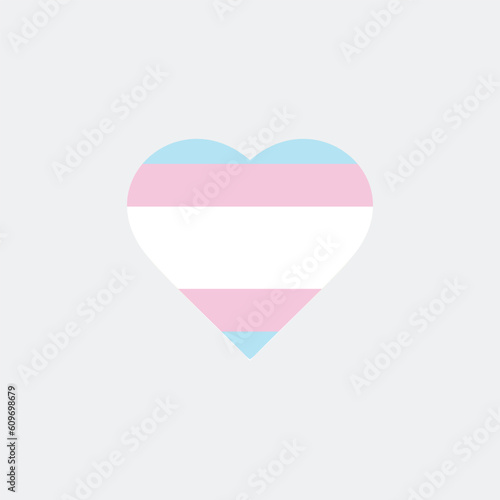 vector transgender LGBT heart symbol, heart with LGBTQ+ flag, Trans