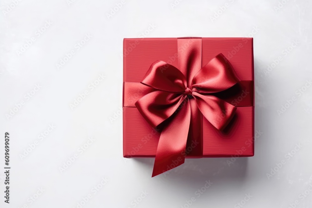 Gift box with satin ribbon and price tag bow on white Generated AI